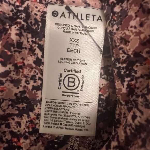 Athleta Paint Texture Sunset Elation 7/8 Tight Legging Pink XXS NWOT - Picture 5 of 7